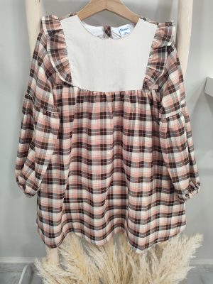 1768938752532 Vestido de cuadros rosa y marrón